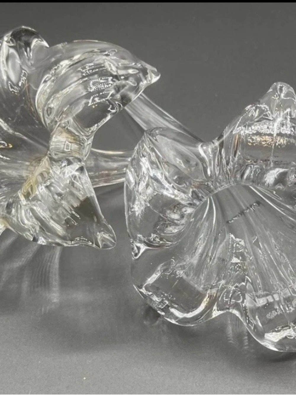 Clear Glass Decorative Sculptural  Lillies  - Home Accents